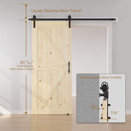 Image of SMARTSTANDARD 32in x 80in Sliding Barn Door with 6ft Hardware Kit Included