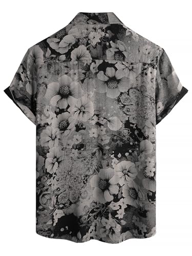 Image of JOTOOK Mens Hawaiian Shirt Short Sleeve Button Down Tropical Shirts Casual Floral Summer Beach Shirt