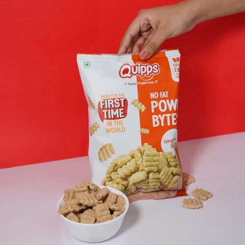 Image of Quipps No Fat Power Bytes Himalayan Salt | Gluten-Free Vegan Healthy Puffs | Non-GMO, No Preservatives | High Protein Plant-Based Munchies | Non-Fried Low-Calorie Snack for Fitness, Weight Loss & Energy | Light & Crunchy Office-Time Snack | Vegetarian | 60g