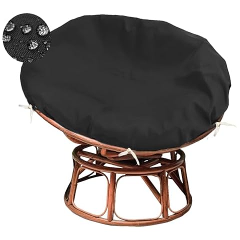 Sqodok Papasan Cushion Cover Only, 55in Outdoor Indoor Papasan Chair Cushion Covers Water Resistant, Machine Washable Papasan Chair Cushion Slipcover with Zipper and Straps (Black) Cover