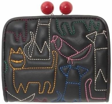 ホコモモラ] アニマルステッチがま口二つ折り財布 二 つ折り ミッシュ