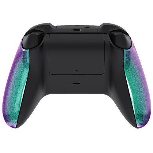 Image of eXtremeRate Replacement Side Rails Grip for Xbox Core Wireless Controller, Chameleon Green Purple Accessories Back Panesl Handles Cover Shell for Xbox Series X & S Controller