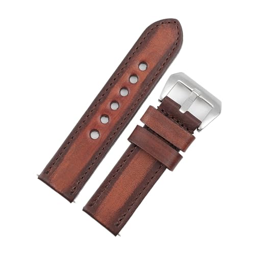 Bracelet montre 24mm cuir vintage café pour tenue habillée