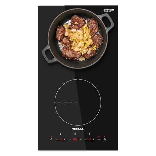 12 Inch Induction Cooktop 3500W, TECASA Built-in Electric Stove with 2 Boost Burners, Compatible with Magnetic Cookers, Timer & Child Safety Lock, 9 Power Levels
