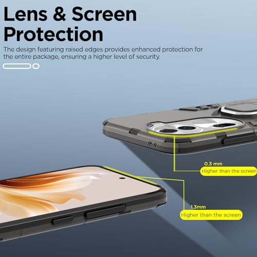 Image of Pikkme Oppo Reno 11 Pro 5G Back Cover | D5 Tough Armor Bumper | 360 Protection Case | Ring Holder Stand Case for Oppo Reno 11 Pro 5G (Black)