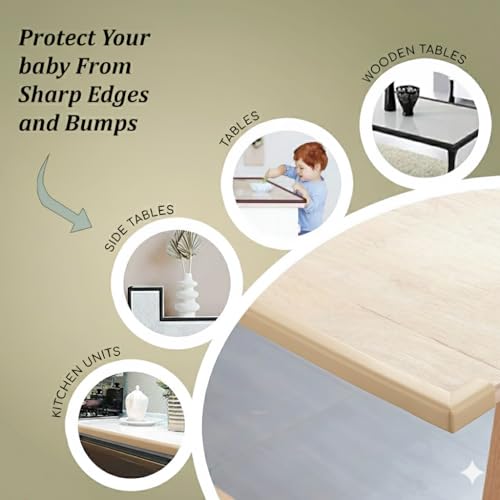 Image of Safe-O-Kid (5 Meter) Baby Proofing Edge Corner Guards with 3M Adhesive Tape, Extra Thick, Furniture Corner Cushion for Child Safety, Corner Protector for Baby, Edge Guard Strips, BPA Free, Beige