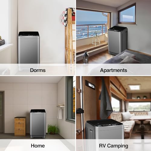 Image of Portable Washing Machine 2.3 Cu. Ft. Full-Automatic Small Washing Machine for Apartment, 10 Wash Programs with Drain Hose Dorm Size Portable Washer for RV, Home, College, Silver