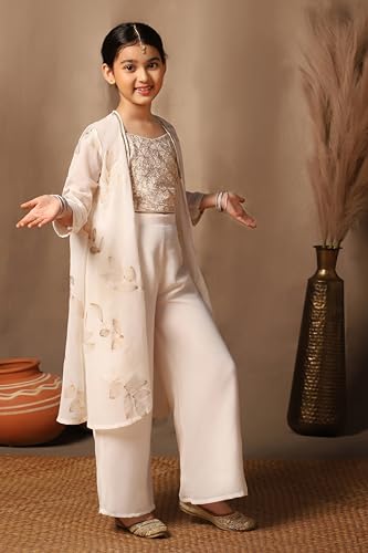 Image of Fashion Dream Girls Georgette Embroidered Palazzo Set|Kids Ethnic Wear|sharara set for girls|Indo Western Set
