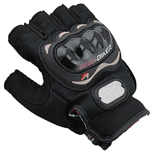 Image of Leosportz Riding Gloves For Men Bike Riders - Special Tactical Gloves With Rubber Knuckle Punch | Non-Slip Half Finger With Firm Padding Motorcycle Gloves (L, Black), Motorsports, Large