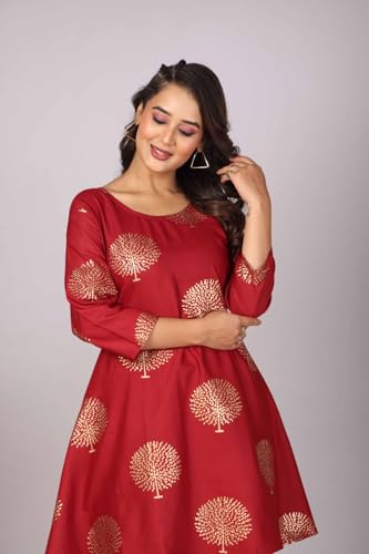 Image of Floral Print Cotton Kurta and Dhoti Set for Women Designer