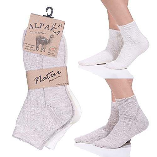 MATY FASHION Wollsocken Alpaka Damen warme Wintersocken , Kuschelweiche Strümpfe 75 (Creme / Beige, 35-38) Cover
