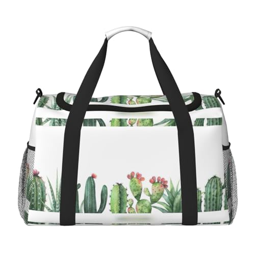 Bolsa de viaje impermeable de gran capacidad con estampado de flores de cactus