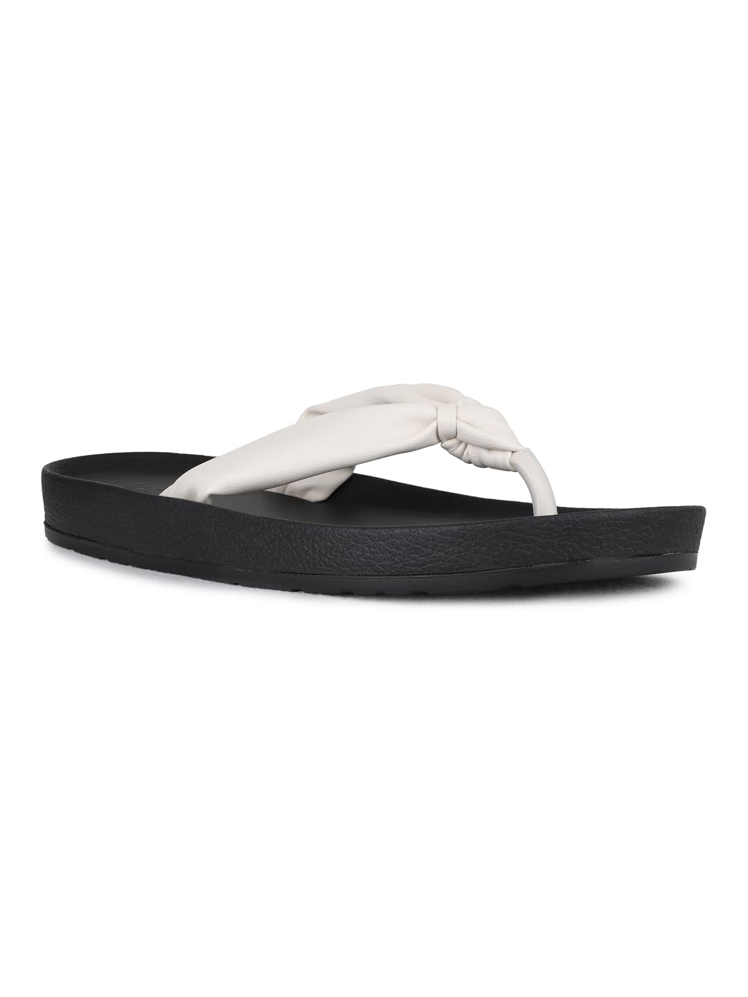 Womens Black Casual Solid Pattern T-Strap Slip-On Thongs-image-35