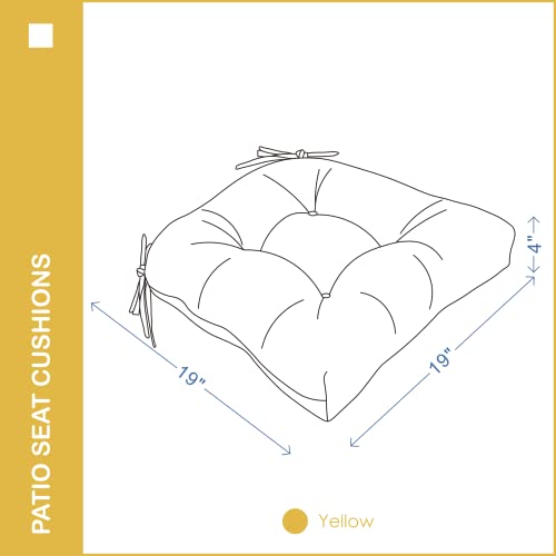 Yoozeku Outdoor Chair Cushions 19" X 19" Patio Chair Seat Cushions,Set Of 2 Tufted Wicker Chair Cushions With Ties For Patio Furniture,Yellow #TOP3