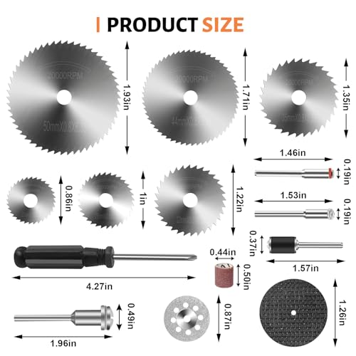 55pcs Cutting Wheels Set for Dremel Rotary Tool,10pcs Resin Cutting Discs,10pcs Diamond Cutting Wheels,6pcs HSS Circular Saw Blades,20pcs Sanding Drum for Cutting Metal,Wood - Image 3
