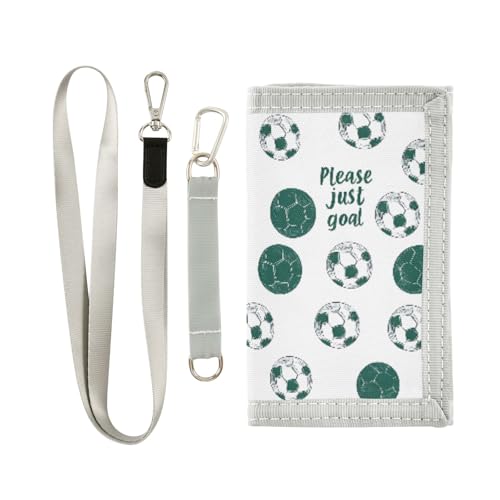 ALAZA Kids Wallets for Boys Girls Toddler Trifold Wallet Children Small Green Football White with Zipper Coin Pocket