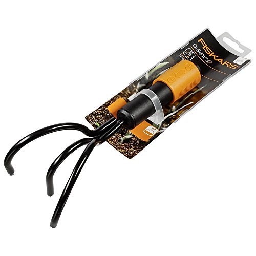 Fiskars Grubber, Gerätekopf, Länge: 33 cm, Breite: 9 cm, Karbonstahl-Zinken, Schwarz/Orange, QuikFit, 1000685