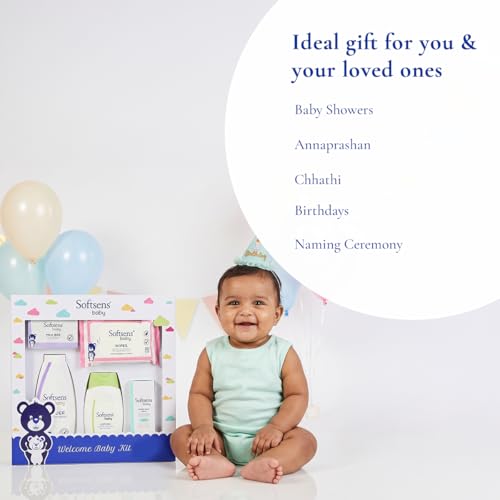 Image of Softsens Welcome Baby Kit | Gift Set for Babies | Combo Pack of 6 Skincare Essentials & Hypoallergenic | Safe for newborns 0m+ | Ideal Gift for Baby Showers, Newborn Gifting |6 in 1 set