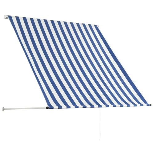 Auvent rétractable contre la chaleur store manuel rayé pour terrasse - 5
