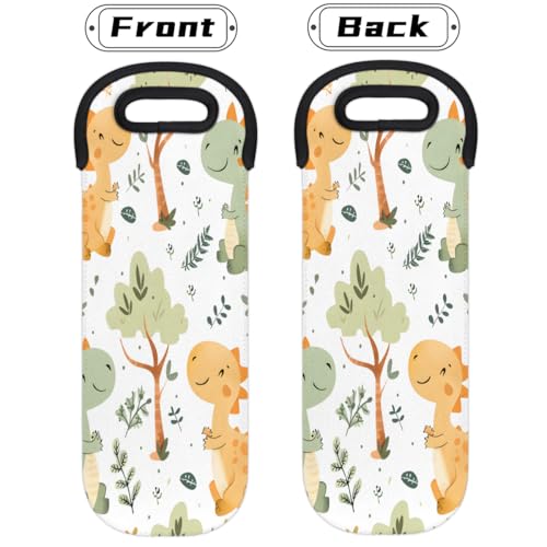 Cute Dinosaurs Wine Carrier Tote Bag Neoprene Bottles Protector Bags for Drinks/Water/Beer Bottles Reusable Wine Bag for Travel Picnic Party Restaurant4