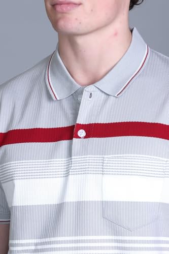 Image of SANE ORIGINALS T-Shirt for Men with Pocket || Textured Striped Polo for Men