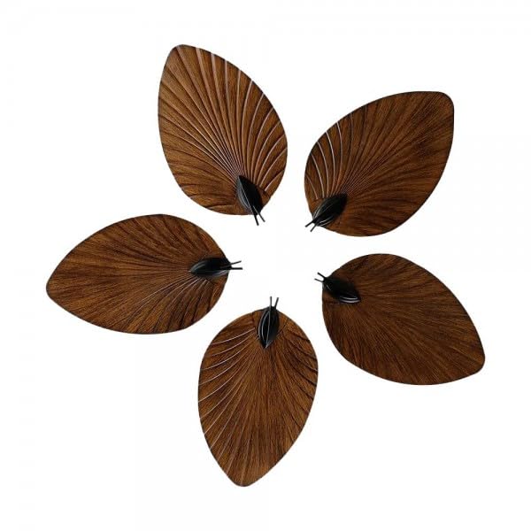 Bilake Ventilador de techo grande luz y mando Ø132 cm motor DC 5 aspas | Ventilador techo colonial estilo tropical diseño hoja de palma