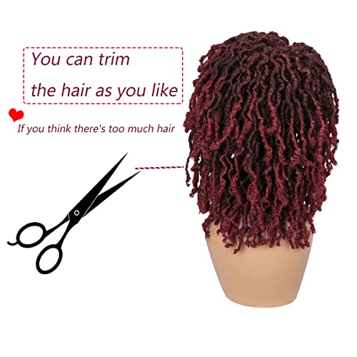 Fave Short Dreadlock Wigs For Black Women Braided Wig Afro Twisted Burgundy Curly Dreadlock Wigs Nu Faux Locs Afro Braids Synthetic Hair Dreadlock Wigs For Black Women (1B/Bug) #TOP4