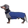 Geyecete Dachshund CoatDachshund Winter CoatWarm Dachshund Coat Waterproof Windproof High Neckine String Holes Miniature Dachshund Jacket for Small Dog Blue M