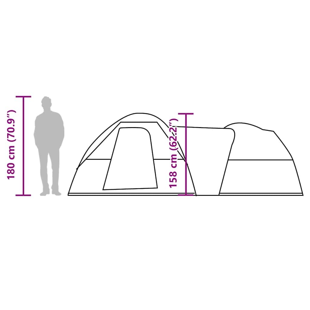 Tenda da campeggio per persone verde, impermeabile, leggera tenda a tunnel con cabine per dormire, ingressi, connettore E, per famiglia, trekking, spiaggia, all'aperto, festival, viaggi