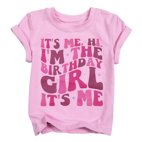 Image of LOTUCY Birthday Girl Outfit for Kids Its Me Hi Im The Birthday Girl Shirt Letter Printed Princess Birthday T-Shirt