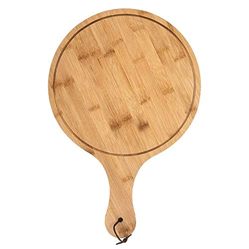 Tabua De Corte Bambu Multiuso Redonda Pizza Queijos Frios