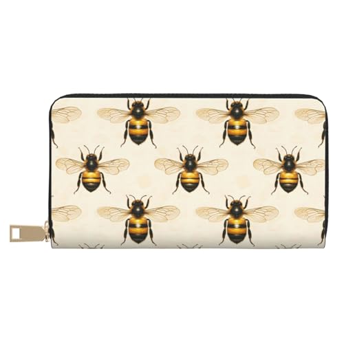 Cute Bee A Print Wallet Women, Leather Bifold Multi Card Wallet, Long Purse Women's Wallets