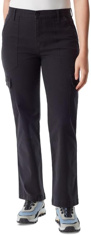 BASS OUTDOOR Women's High-Rise Canvas Cargo Pants (Black, 6)