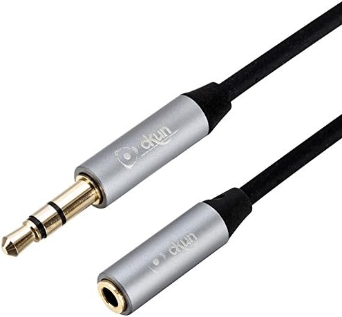 Audio Auxiliary Stereo Extension Cable 3.5mm Male to Female Silver, Gold Plated Stereo Jack Cord for Mobile Phones, Headphones, Speakers, Tablets, PCs, MP3 Players (1M)