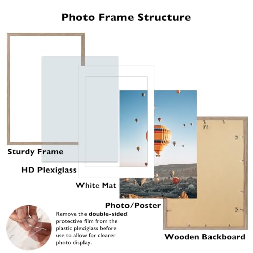 Image of JCJMY 22.375x34 Picture Frame with 20x30 Mat, Display Photo 20x30 with Mat or 22.375 x 34 Without Mat, Wall Hanging Large 22.375 by 34 Poster Frame with Plexiglass, Rustic Brown