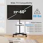 PERLESMITH Mobile TV Stand for 23-60 Inch LCD LED Flat/Curved Screen TVs, Tilt TV Cart Holds up to 88Lbs, Portable TV Stand with Laptop Shelf, Rolling TV Floor Stand Max VESA 400x400mm (PSTVMC06) - Image 5