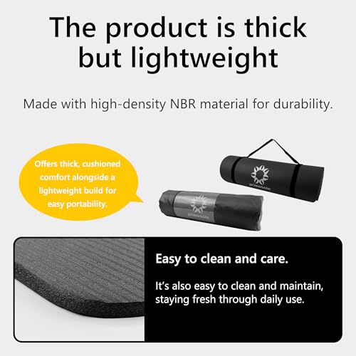 Image of Primasole Thick Yoga Mat, 1 /2-Inch Extra Thick NBR Mat with Enhanced Stability - Textured Design, Lightweight Mat with Carrying Strap & Case for Yoga, Pilates, Gym & Home Use (Multiple Colors)