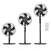 Newlux - Ventilador de Pie con Mando a Distancia 3 en 1 W1050 Smart 10 Aspas de ø40cm, 3 Vel. y Temporizador 18h. Ventilador de Pedestal Oscilante 90º con Altura Regulable 130, 100 o 70cm (Negro)
