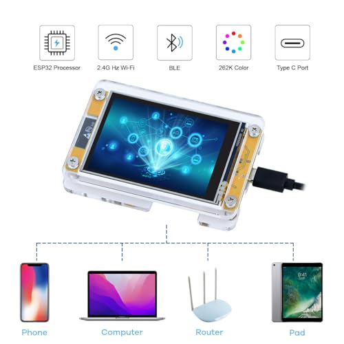 Hosyond 2.8 Inch ESP32 Display Resistive Touchscreen with Acrylic Case, ILI9341 Driver 240x320 TFT LCD Module for Arduino IOT - Image 4