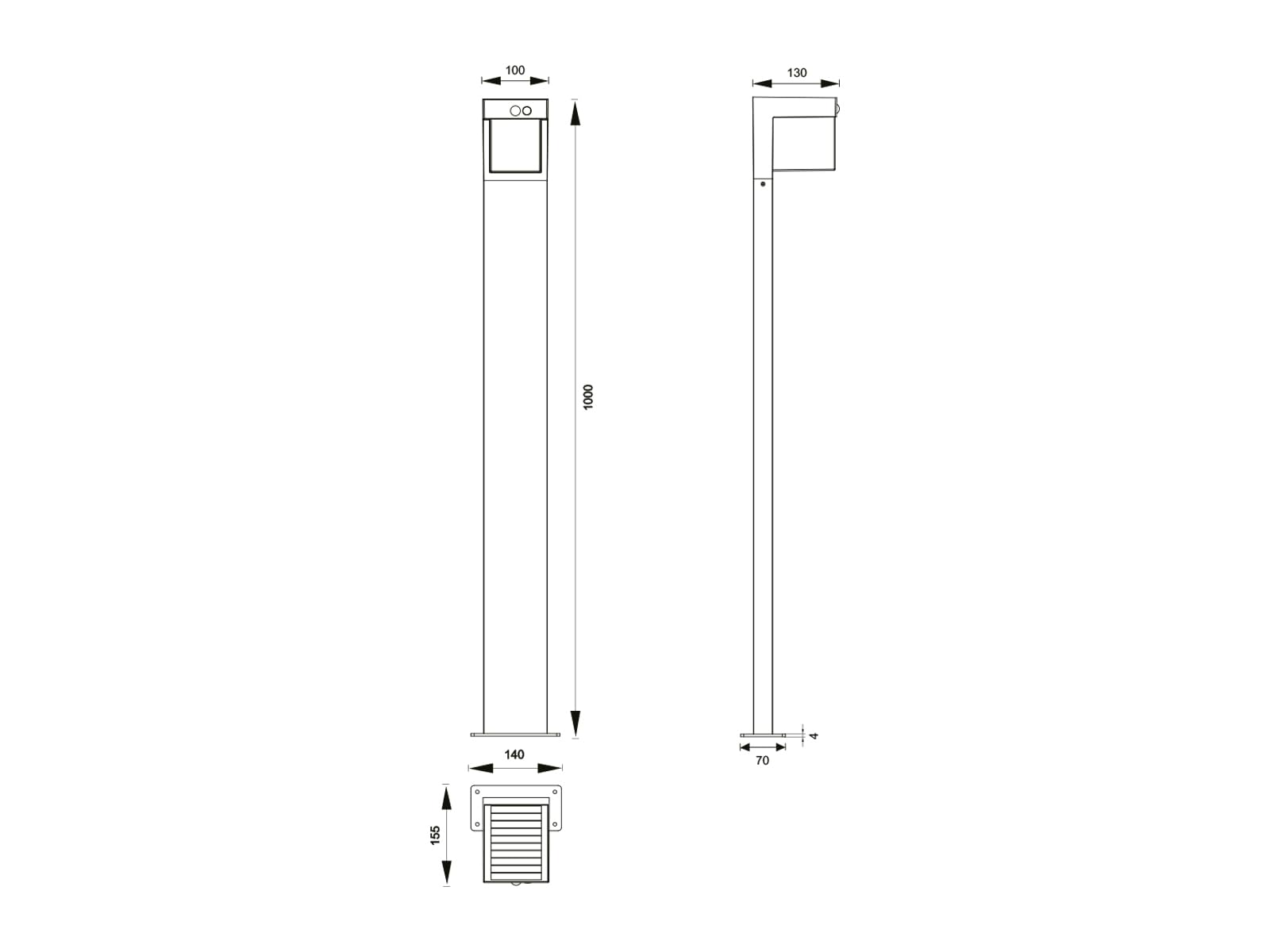 meineWunschleuchte 2er SET Wegeleuchten mit Bewegungsmelder, Solar und Strom Hybridbetrieb Höhe 100cm