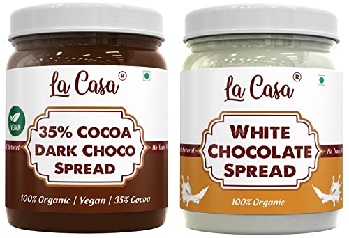 Image of La Casa Choco Spread Combo - White + Dark Chocolate Spread | 2x350g |