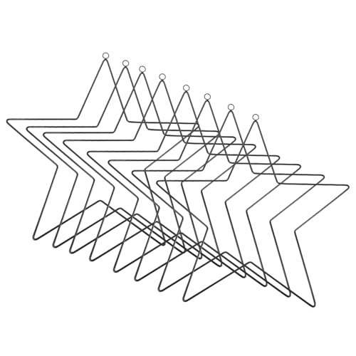 8 Stück Metallring Stern, Metallsterne mit Aufhänge-Öse, Traum Catcher, Dekorative Metallringe zum Basteln, für Traumfänger Weihnachtsdeko Festtagsdeko Hochzeit DIY-Geschenke (Schwarz, 10cm)