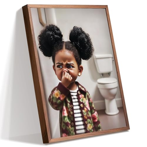 Colorato Stank Face Bathroom Art - Funny Black Girl Wall Decor for Toilet, African American Kids Bathroom Art - UNFRAMED (16