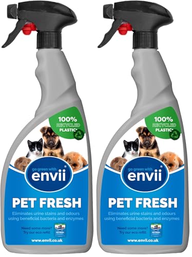 Envii Pet Fresh, Limpiador de Orina y Manchas de Mascotas, Enzimático Potente y Desodorante Natural para Perros y Gatos – Elimina Orina, Heces y Olores, 750 ml (Paquete de 2)