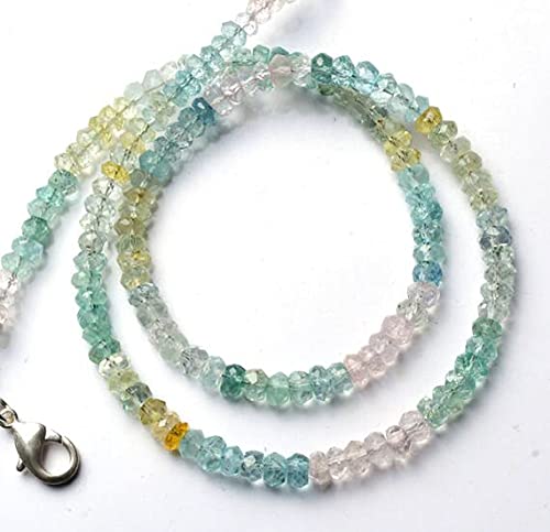 Aquamarine Facet Rondelle Beads de qualité supérieure pour joaillerie artisanale