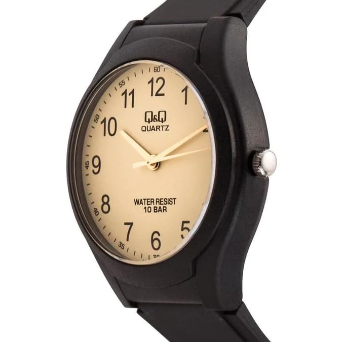 Image of Q&Q Analog Watch for Men - Cream Dial, Black Resin Strap, 10 BAR Water Resistant,Light Weight Watch - VR72J002Y