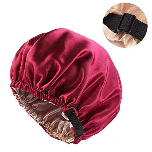 Satin Bonnet Silk Bonnet Sleep Cap For Women - Adjustable Satin Cap Sleeping, Hair Bonnet For Sleeping Satin Bonnet For Hair Bonnets For Women Silk Bonnet For Curly Natural Hair (Red) #TOP6