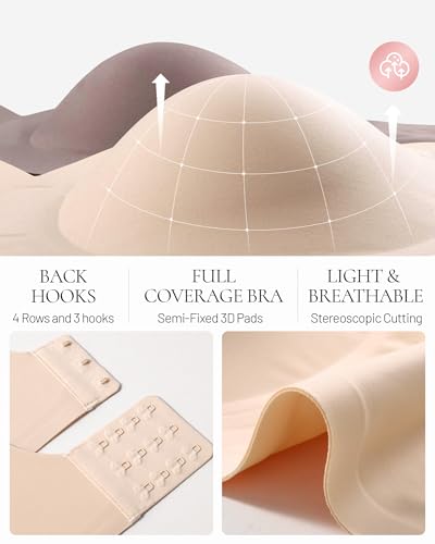 Image of Deep V Petal Bras for Women No Underwire Soft Wireless Bras Comfort Seamless Bralettes with Extender