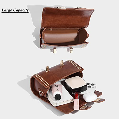 RTGGSEL Rhomboid Patterned Bucket Bag Crossbody Shoulder Bags for Women Cylinder Purse Satchel Handbags with Bunny Doll4