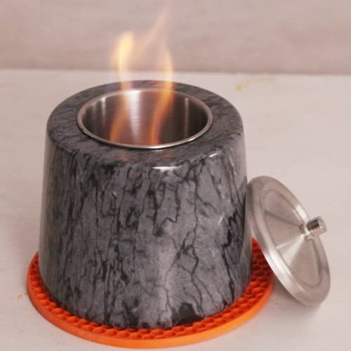 Tabletop Fire Pit. Upgraded Original Marble Portable Tabletop Fireplace with A Lid & A Mat. Indoor Fire Pit Burning Bowl for Table, Mini Fire Pit Used Indoor & Outdoor. Enjoy Portable Fireplace.